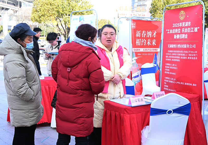 芜湖市分会场,求职者在企业招聘展位前咨询。晓伟 摄).jpg